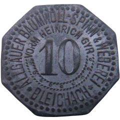 10 Pfennig - Blaichach Allgäuer Baumwoll Spinn and Weberei