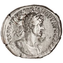 Denarius - Hadrian PARTHIC DIVI TRAIAN AVG F P M TR P COS P P PAX, Pax