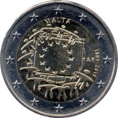 2 Euros 30 Years of European Union Flag