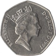 50 Pence - Elizabeth II 3rd portrait, large type