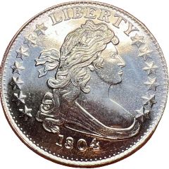 1 Ounce Copper - Draped Bust Dollar Replica - Large Heraldic Eagle
