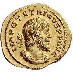 Aureus - Tetricus I Bust right; emperor right with lance