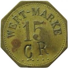 15 Pfennig Wert-Marke, Countermarked 'CR'