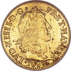 Gold Louis with wig and eight Ls - Louis XIV