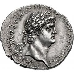 Didrachm - Nero and Claudius DIVOS CLAVD AVGVST GERMANIC PATER AVG
