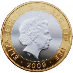2 Pounds - Elizabeth II Robert Burns, Silver Piedfort