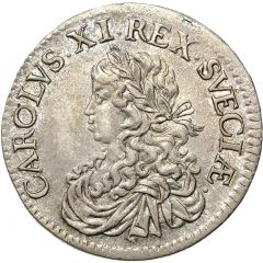 2 Mark - Charles XI Arab number, smaller bust