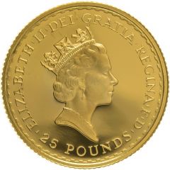 25 Pounds - Elizabeth II 3rd portrait, 1/4 oz Fine Gold