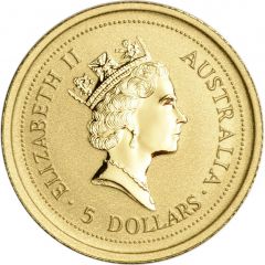 5 Dollars - Elizabeth II 3rd Portrait - Year of the Rat - Gold Bullion Coin
