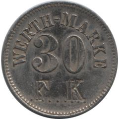 30 Pfennig Werth-Marke, Countermarked `FK`
