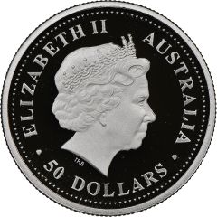 50 Dollars - Elizabeth II 4th Portrait - Koala - Platinum