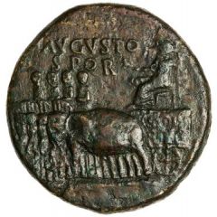 Sestertius - Augustus TI CAESAR DIVI AVG F AVGVST P M TR POT XXXVII