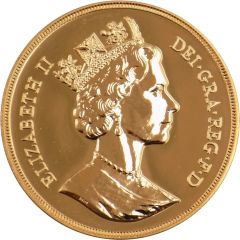 5 Sovereigns - Elizabeth II 3rd portrait, modified effigy