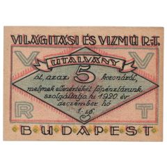 5 Korona Világítási és Vízmű Rt., Budapest