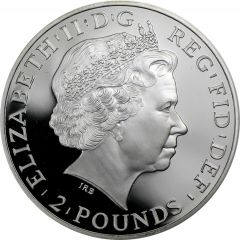 2 Pounds - Elizabeth II 4th portrait, 1 oz Fine Silver