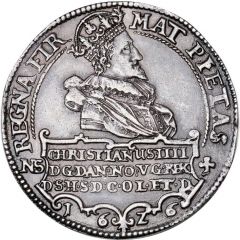 1 Speciedaler - Christian IV Bust type I, Oval provincial shields