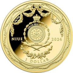 1 Dollar - Charles III Red Table Clock