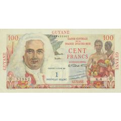 1 New Franc Overprint on 100 Francs