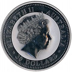 30 Dollars - Elizabeth II 4th Portrait - Australian Kookaburra - Silver Bullion Coin
