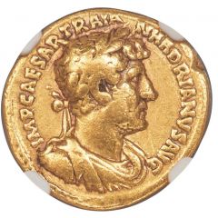 Aureus - Hadrian P M TR P COS III, Hercules