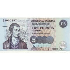 5 Pounds Clydesdale Bank - Bicentenary of Robert Burns` Death
