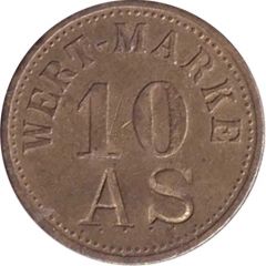 10 Pfennig Wert-Marke, Countermarked `AS`