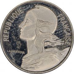 5 Centimes Marianne Silver piedfort