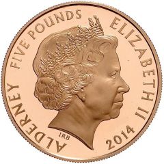 5 Pounds - Elizabeth II King George I, Gold Proof