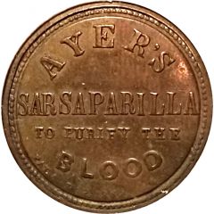 Token - J. Gault Ayer`s sarsaparilla encased stamp