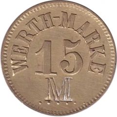 15 Pfennig Werth-Marke, Countermarked `M`