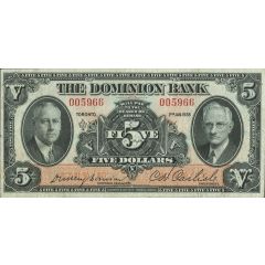 5 Dollars The Dominion Bank
