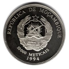 10 000 Meticais 1994 World Cup USA, soccer players and goal