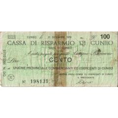 100 Lire Cassa di Risparmio di Cuneo