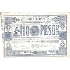 10 Pesos Tesoro Nacional - Blue type