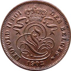 2 Centimes - Léopold II French text