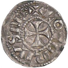 Denier - Lothair II Bourges mint, temple