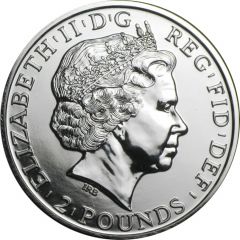 2 Pounds - Elizabeth II Year of the Sheep, 1 oz Fine Silver