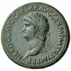 Sestertius - Nero S C, Mars, Pax, and Victory