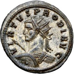Antoninianus - Probus Cuirassed, left, spear and shield, from behind, FIDES MILIT, Fides