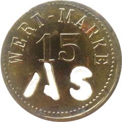 15 Pfennig Wert-Marke, with cutout `AS`