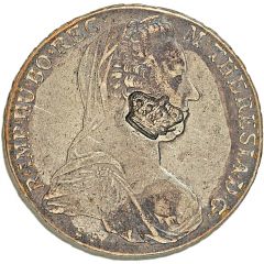 1200 Réis - Luis I Countermark `BIG CROWN` over 1 Thaler - Maria Theresa, Austria