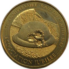 jeton touristique monnaie - de - paris 75e anniversaire-raid du 19 aout 1942 association jubilee