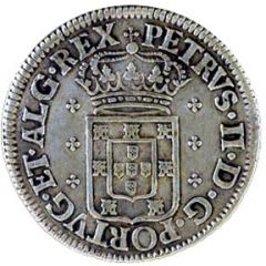 6 Vinténs - Pedro II King`s crown, Lisbon mint