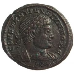 Nummus - Constantinus II GLORIA EXERCITVS, Two standards, Treveri