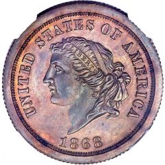 5 Dollars `1868 Half Eagle` Pattern, copper