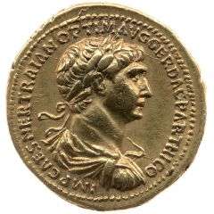 Aureus - Trajan P M TR P COS VI P P S P Q R VOTA SVSCEPTA, Genius