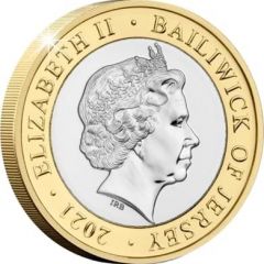 2 Pounds - Elizabeth II RFU 150th Anniversary Rose Logo, coloured