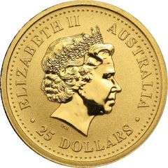 25 Dollars - Elizabeth II 4th Portrait - Year of the Rabbit - Gold Bullion Coin