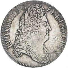 Ecu with eight Ls and laureate, draped and cuirassed bust - Louis XIV