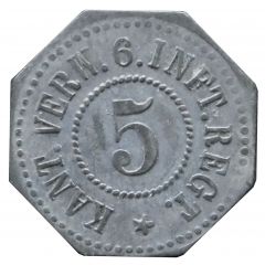 5 Pfennig - Amberg Kantinenverwaltung 6. Inft. Regt.